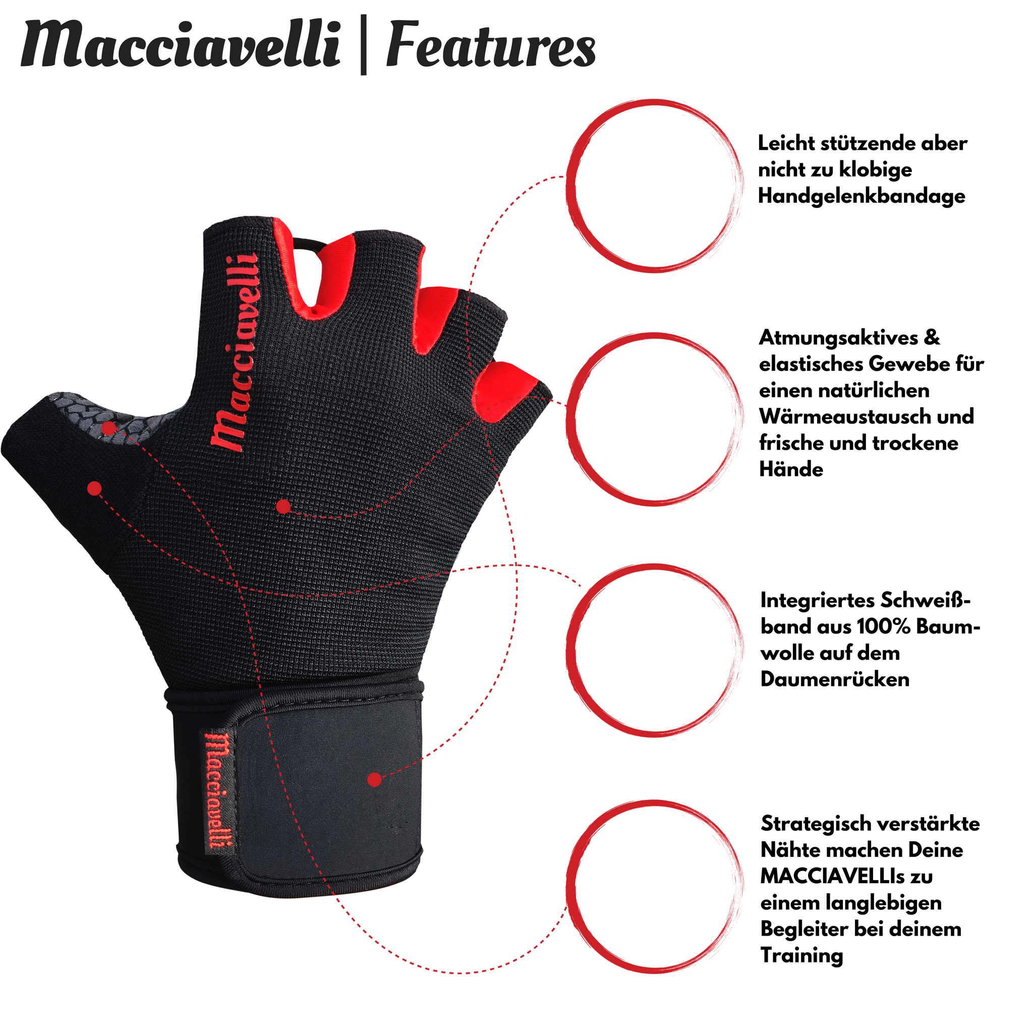 Fitness Handschuhe mit Handgelenkbandage - Macciavelli